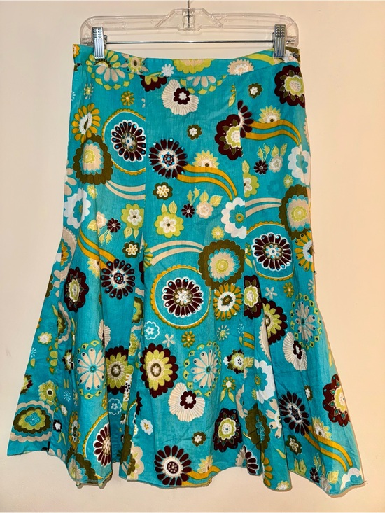 Coupe Dresses & Skirts - VTG Y2K Plum Clothing Coupe Floral Midi Skirt Turquoise Green Cream Boho Medium